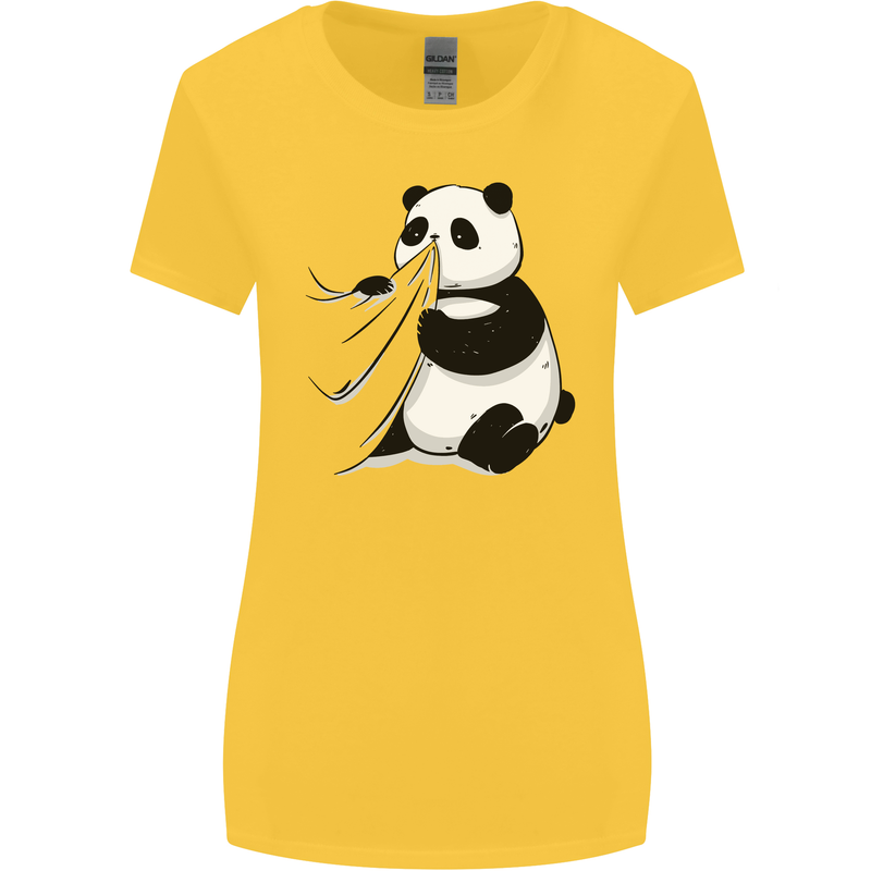 A Funny Panda Bear Womens Wider Cut T-Shirt Yellow