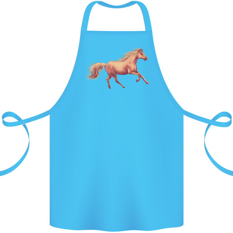 A Galloping Horse Equestrian Cotton Apron 100% Organic Turquoise