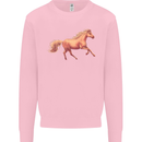 A Galloping Horse Equestrian Kids Sweatshirt Jumper Light Pink