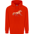 A Galloping Horse Equestrian Mens 80% Cotton Hoodie Bright Red