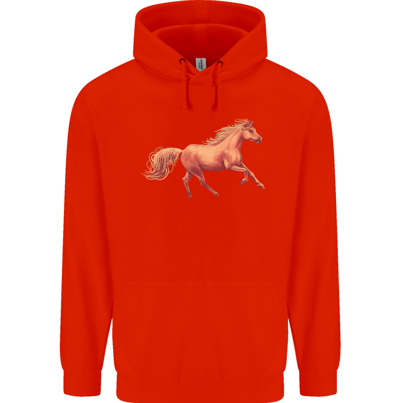 A Galloping Horse Equestrian Mens 80% Cotton Hoodie Bright Red