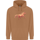 A Galloping Horse Equestrian Mens 80% Cotton Hoodie Caramel Latte