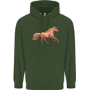 A Galloping Horse Equestrian Mens 80% Cotton Hoodie Forest Green