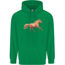 A Galloping Horse Equestrian Mens 80% Cotton Hoodie Irish Green