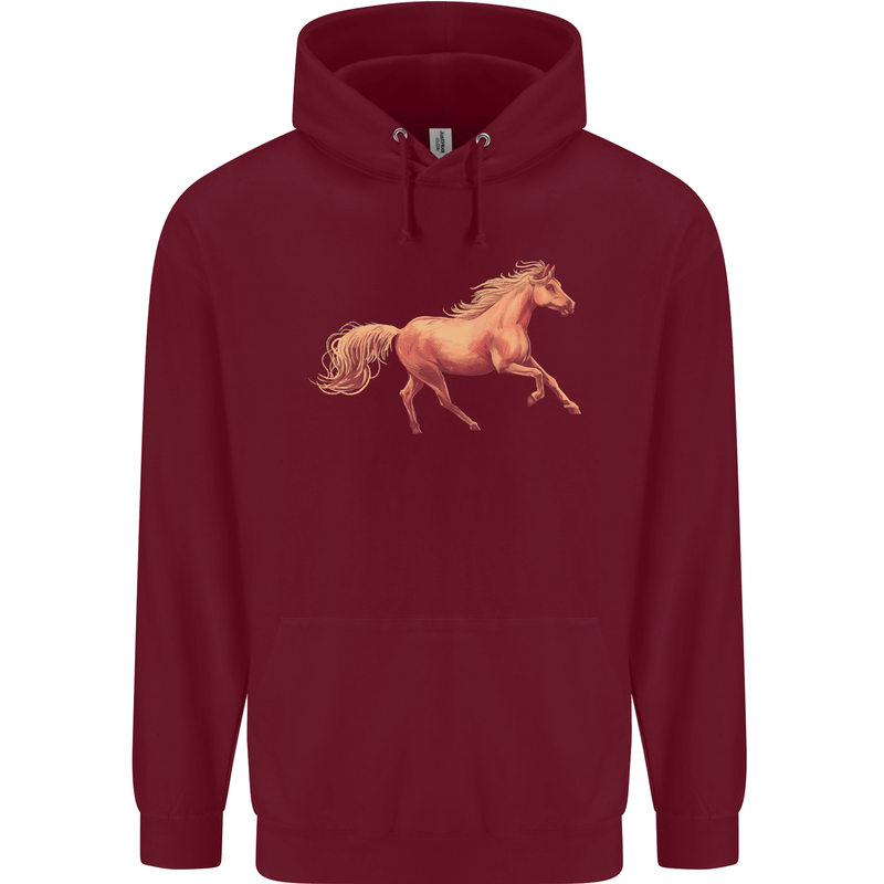 A Galloping Horse Equestrian Mens 80% Cotton Hoodie Maroon