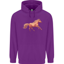 A Galloping Horse Equestrian Mens 80% Cotton Hoodie Purple