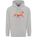 A Galloping Horse Equestrian Mens 80% Cotton Hoodie Sports Grey