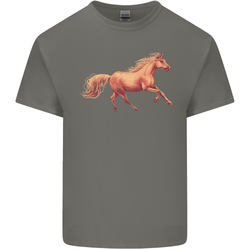 A Galloping Horse Equestrian Mens Cotton T-Shirt Tee Top Charcoal