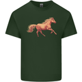 A Galloping Horse Equestrian Mens Cotton T-Shirt Tee Top Forest Green