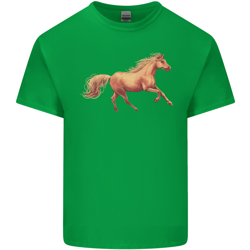 A Galloping Horse Equestrian Mens Cotton T-Shirt Tee Top Irish Green