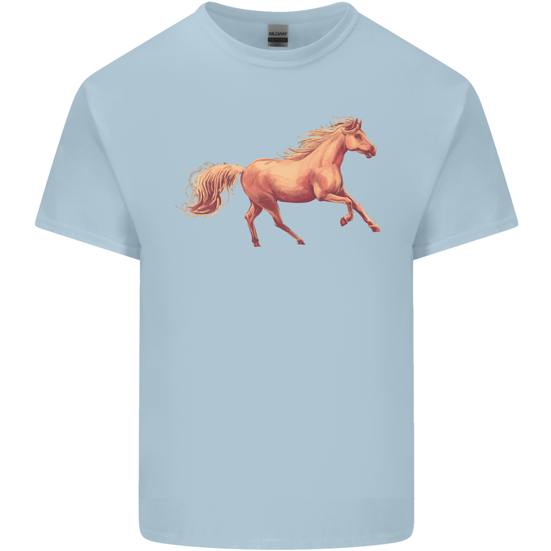 A Galloping Horse Equestrian Mens Cotton T-Shirt Tee Top Light Blue