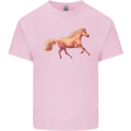 A Galloping Horse Equestrian Mens Cotton T-Shirt Tee Top Light Pink