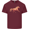 A Galloping Horse Equestrian Mens Cotton T-Shirt Tee Top Maroon