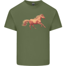 A Galloping Horse Equestrian Mens Cotton T-Shirt Tee Top Military Green