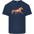 A Galloping Horse Equestrian Mens Cotton T-Shirt Tee Top Navy Blue