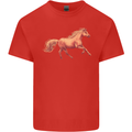 A Galloping Horse Equestrian Mens Cotton T-Shirt Tee Top Red