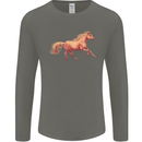 A Galloping Horse Equestrian Mens Long Sleeve T-Shirt Charcoal