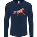 A Galloping Horse Equestrian Mens Long Sleeve T-Shirt Navy Blue
