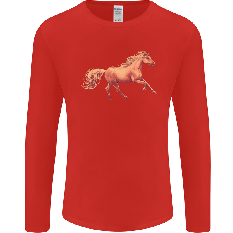 A Galloping Horse Equestrian Mens Long Sleeve T-Shirt Red