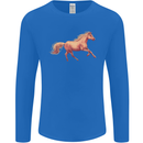 A Galloping Horse Equestrian Mens Long Sleeve T-Shirt Royal Blue