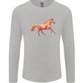 A Galloping Horse Equestrian Mens Long Sleeve T-Shirt Sports Grey