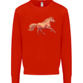 A Galloping Horse Equestrian Mens Sweatshirt Jumper Bright Red