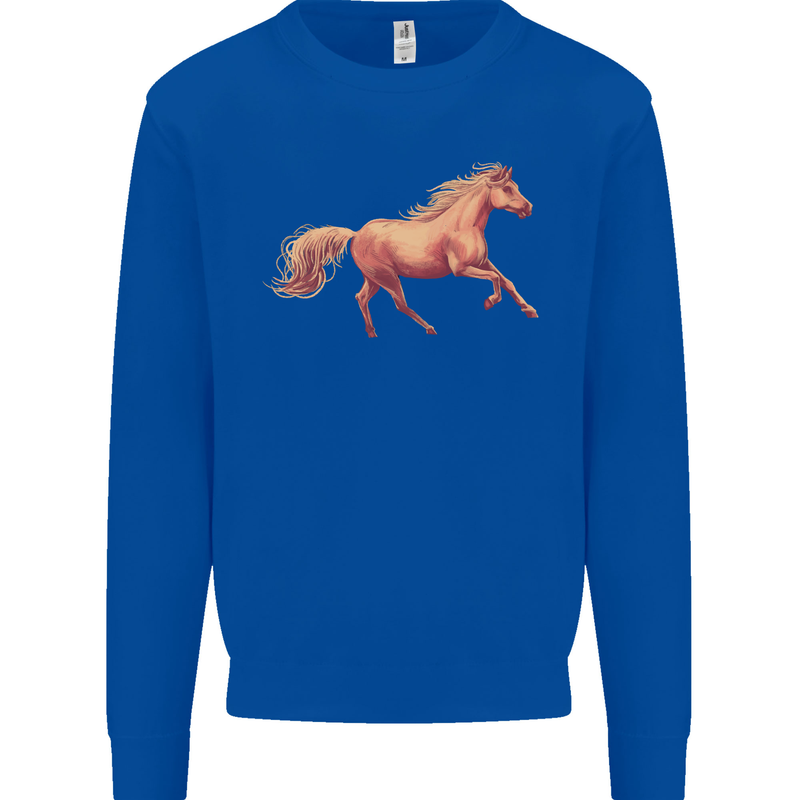 A Galloping Horse Equestrian Mens Sweatshirt Jumper Royal Blue