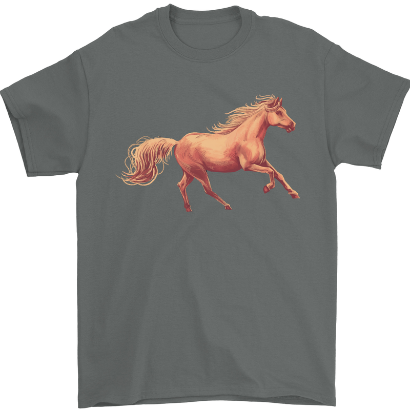 A Galloping Horse Equestrian Mens T-Shirt Cotton Gildan Charcoal