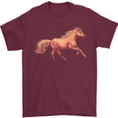 A Galloping Horse Equestrian Mens T-Shirt Cotton Gildan Maroon