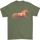 A Galloping Horse Equestrian Mens T-Shirt Cotton Gildan Military Green