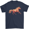 A Galloping Horse Equestrian Mens T-Shirt Cotton Gildan Navy Blue