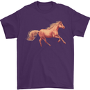 A Galloping Horse Equestrian Mens T-Shirt Cotton Gildan Purple