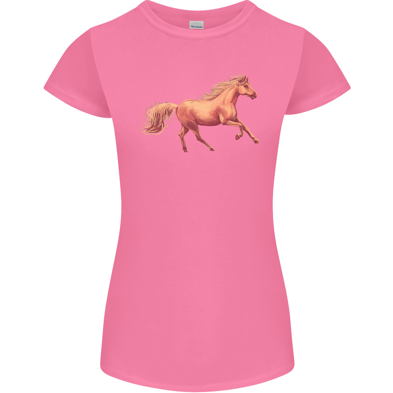 A Galloping Horse Equestrian Womens Petite Cut T-Shirt Azalea