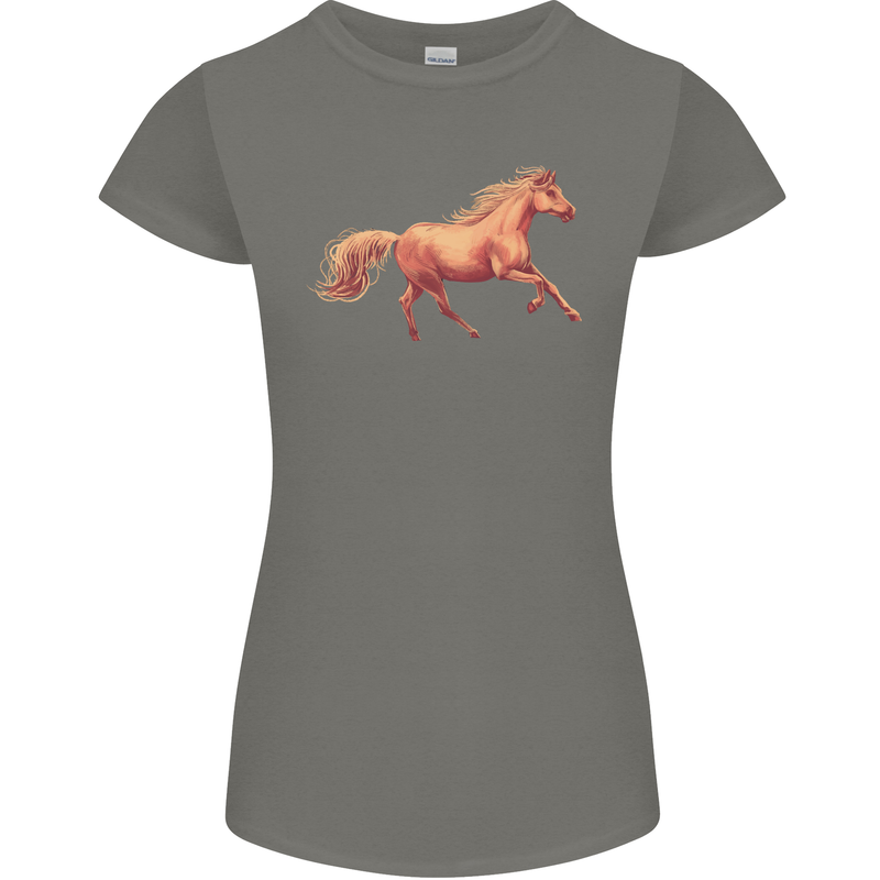 A Galloping Horse Equestrian Womens Petite Cut T-Shirt Charcoal