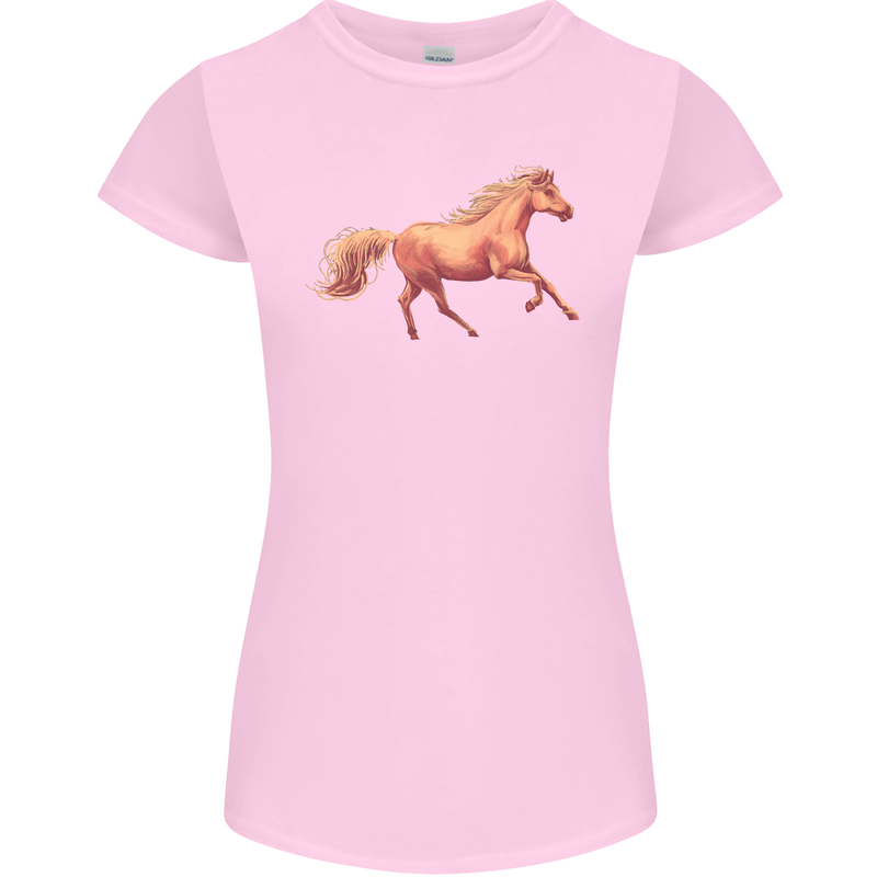 A Galloping Horse Equestrian Womens Petite Cut T-Shirt Light Pink