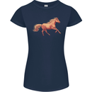 A Galloping Horse Equestrian Womens Petite Cut T-Shirt Navy Blue