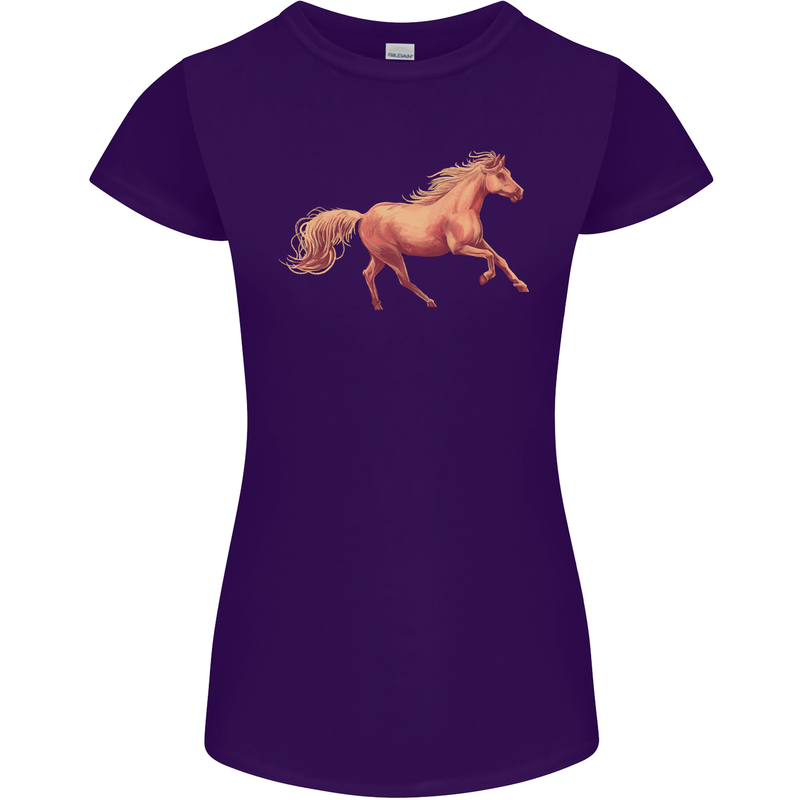 A Galloping Horse Equestrian Womens Petite Cut T-Shirt Purple