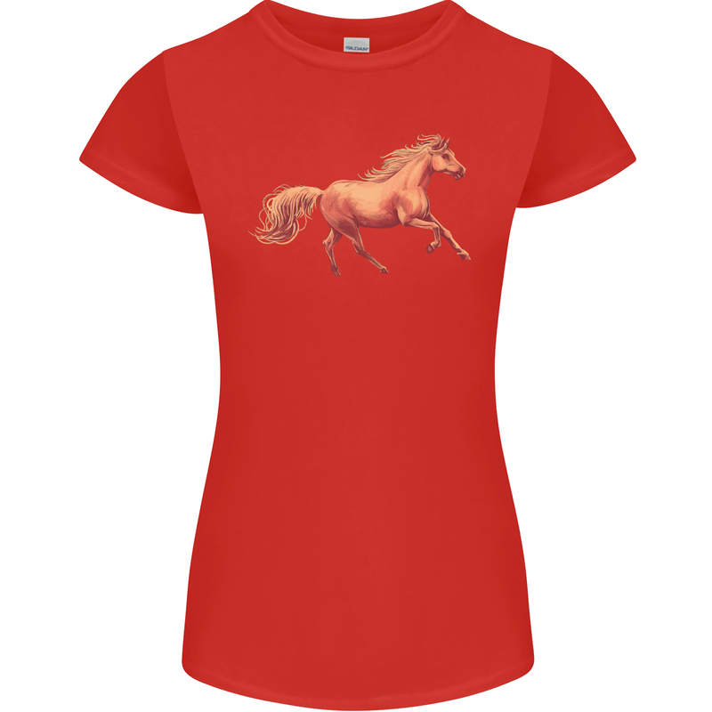 A Galloping Horse Equestrian Womens Petite Cut T-Shirt Red