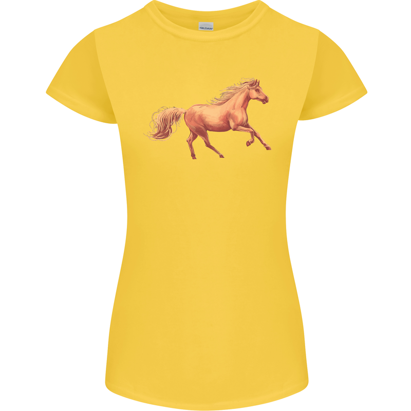 A Galloping Horse Equestrian Womens Petite Cut T-Shirt Yellow