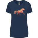 A Galloping Horse Equestrian Womens Wider Cut T-Shirt Navy Blue