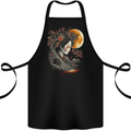 A Geisha Girl Cherry Blossom Moon Fantasy Cotton Apron 100% Organic Black