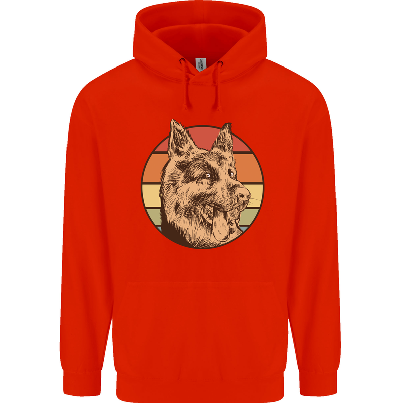 A German Shepherd Dad Mens 80% Cotton Hoodie Bright Red