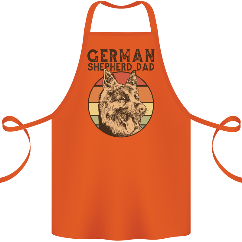 A German Shepherd Dog Dad Cotton Apron 100% Organic Orange