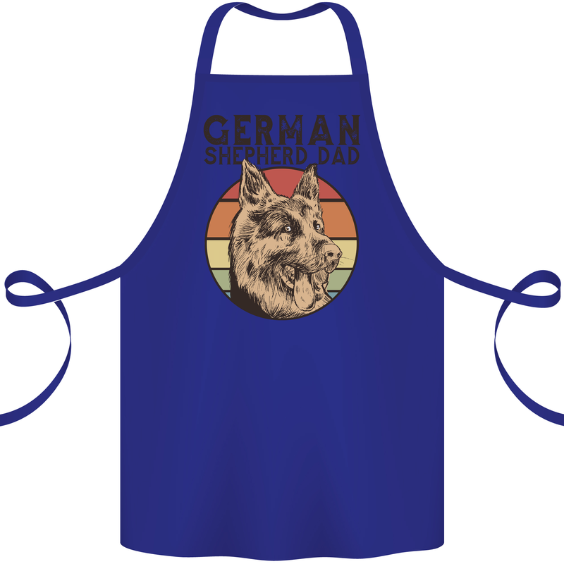 A German Shepherd Dog Dad Cotton Apron 100% Organic Royal Blue