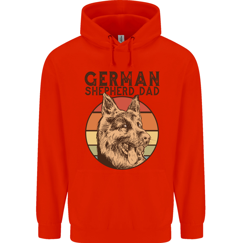 A German Shepherd Dog Dad Mens 80% Cotton Hoodie Bright Red