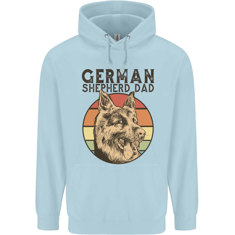 A German Shepherd Dog Dad Mens 80% Cotton Hoodie Light Blue