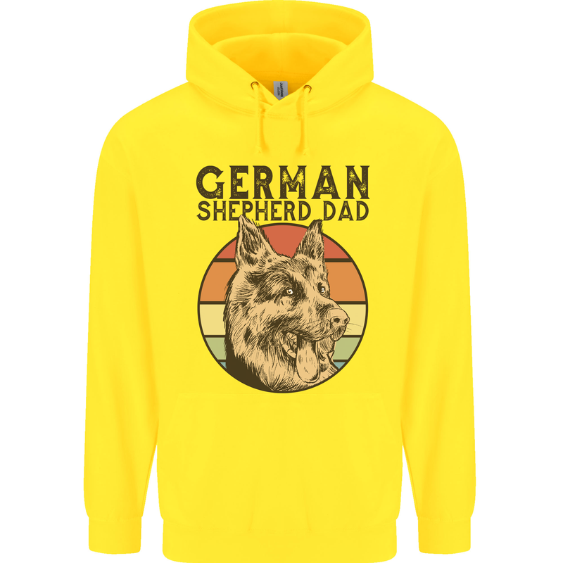 A German Shepherd Dog Dad Mens 80% Cotton Hoodie Yellow