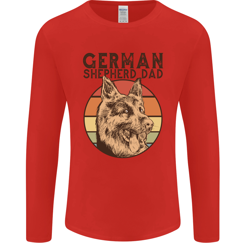 A German Shepherd Dog Dad Mens Long Sleeve T-Shirt Red