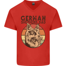 A German Shepherd Dog Dad Mens V-Neck Cotton T-Shirt Red