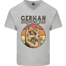 A German Shepherd Dog Dad Mens V-Neck Cotton T-Shirt Sports Grey
